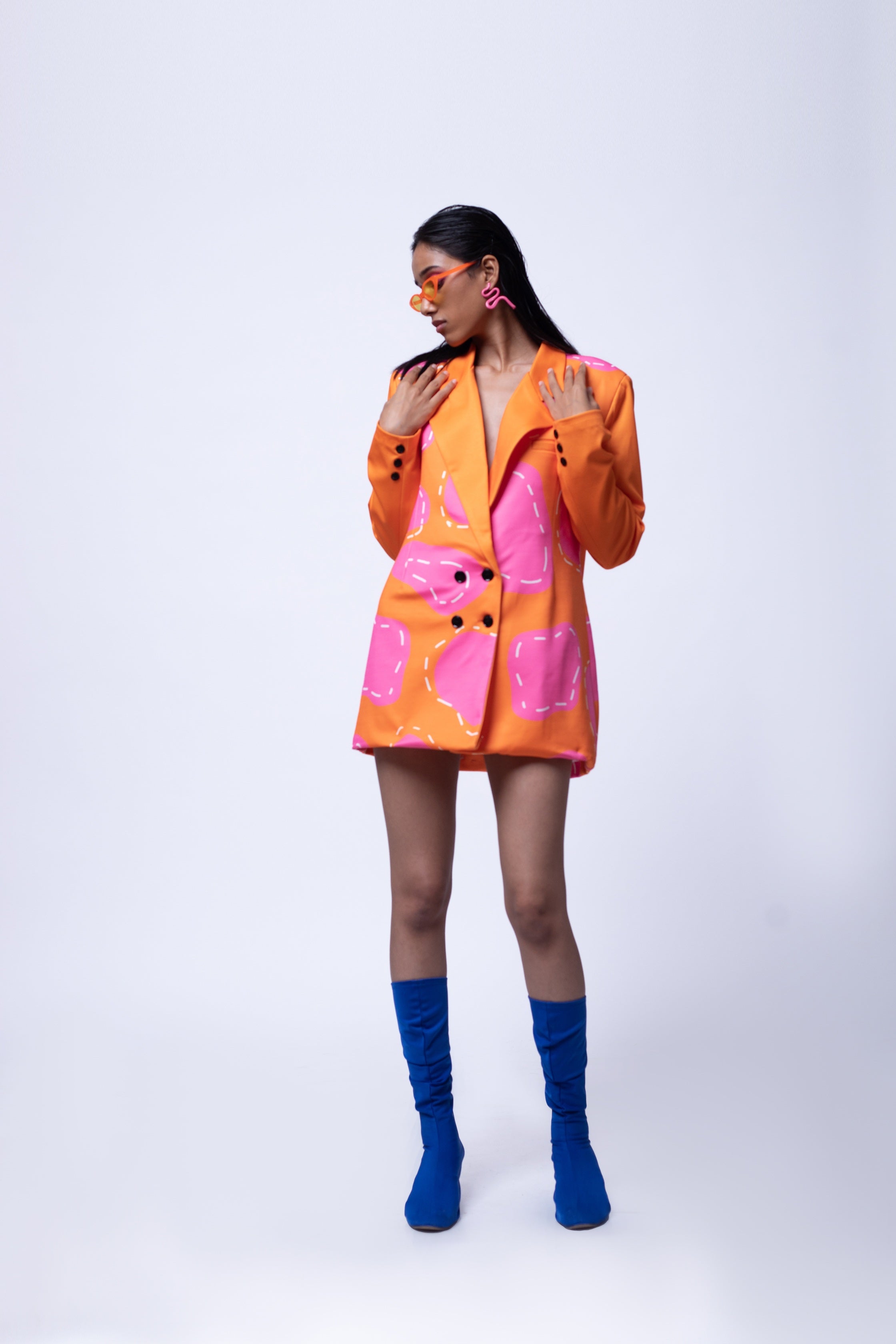 SPOTTED IN PINK BLAZER DRESS